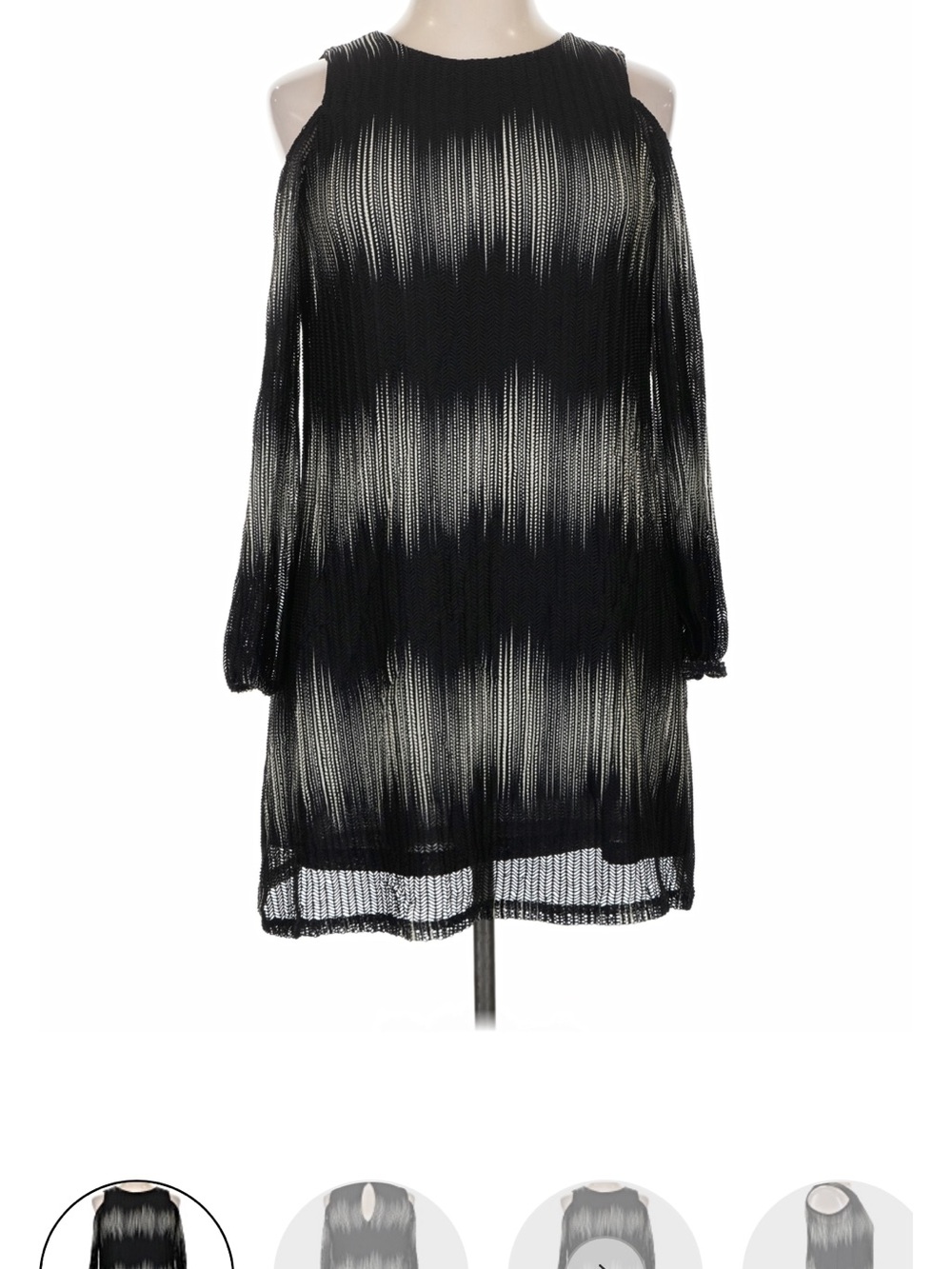 City Chic Cold Shoulder Pleated Dress Black Ivory Size S/16